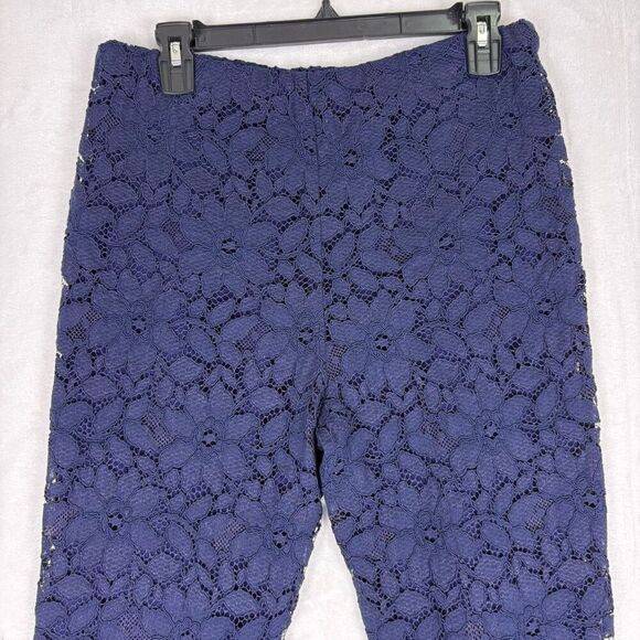 Free People Blue Eyelet Floral Pull On Bootcut Pants Size Medium - Picture 8 of 11